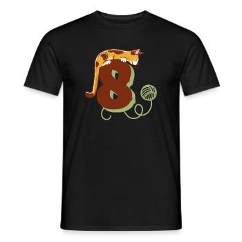 Cat Number 8 - Men's T-Shirt - black - Front - AI Model Male 178 light (178cm)