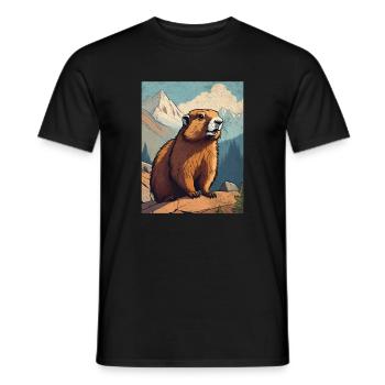 Marmotte dans les montagnes - T-shirt homme - noir - Devant - AI Model Male 178 light (178cm)