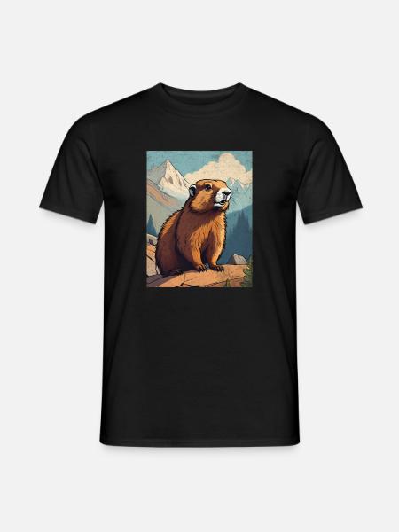 Marmot in the mountains - Men's T-Shirt - black