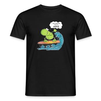 Life Is Better With A Wave Surfer Frog Surfing - Men's T-Shirt - black - Front - AI Model Male 178 light (178cm)