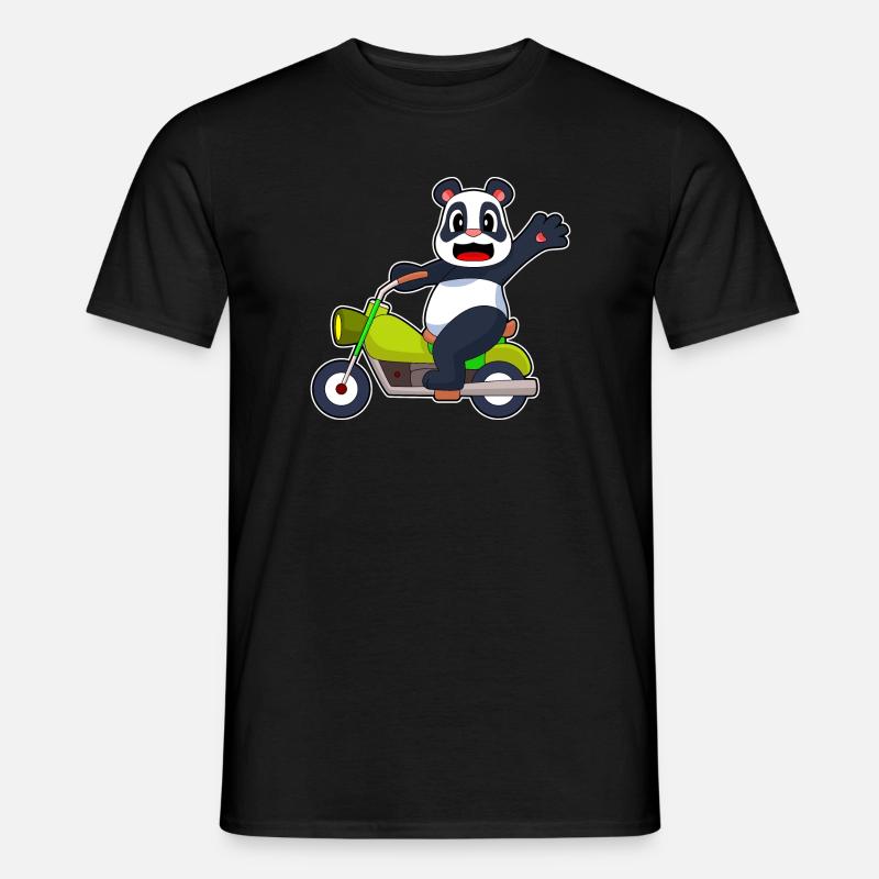 Panda Motorrad - Männer T-Shirt - Schwarz