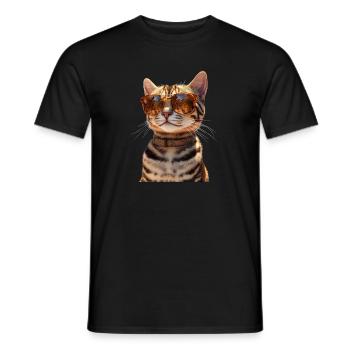 Chat Bengal Chat Léopard Chat Leopardette Chats Bengale - T-shirt homme - noir - Devant - AI Model Male 178 light (178cm)
