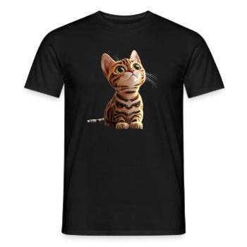 Bengal Cat Leopard Cat Leopardette Bengal Cats - Men's T-Shirt - black - Front - AI Model Male 178 light (178cm)