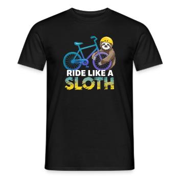 Faultier Biker mit Helm - Männer T-Shirt - Schwarz - Vorne - AI Model Male 178 light (178cm)