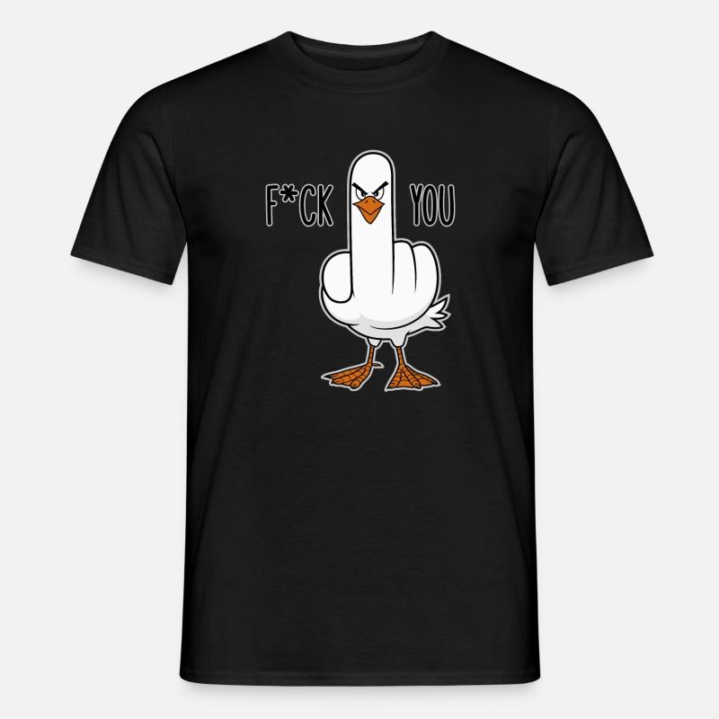 Stinkefinger Huhn Spruch - Männer T-Shirt - Schwarz
