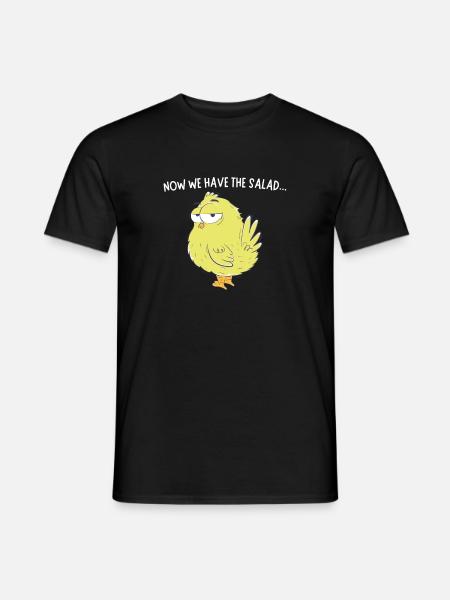 Küken mit Salat Spruch - Männer T-Shirt - Schwarz