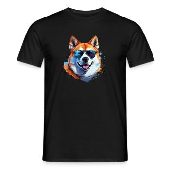 Akita Inu avec lunettes de soleil - T-shirt homme - noir - Devant - AI Model Male 178 light (178cm)