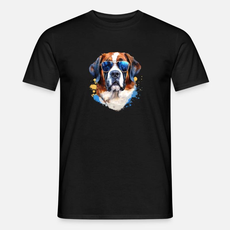 Sankt Bernhard med solbriller - Mænd T-shirt - sort