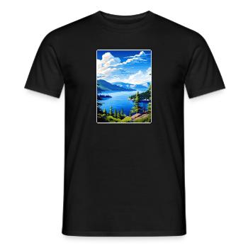 Affiche de voyage souvenir du parc national du lac Crater - T-shirt homme - noir - Devant - AI Model Male 178 light (178cm)