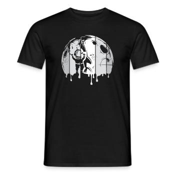moon astronaut space rocket graffiti retro logo - Men's T-Shirt - black - Front - AI Model Male 178 light (178cm)