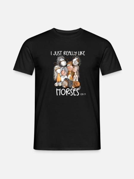 I Just Really Like Horses Pferde Sprüche Pferdefan - Männer T-Shirt - Schwarz