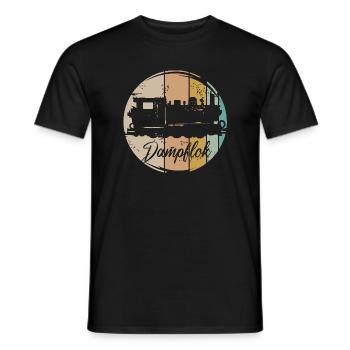 retro Dampflok Eisenbahn alte Lok vintage Symbol - Männer T-Shirt - Schwarz - Vorne - AI Model Male 178 light (178cm)