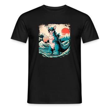 Funny Monster Chihuahua Dogzilla Anime Manga Japan - Men's T-Shirt - black - Front - AI Model Male 178 light (178cm)
