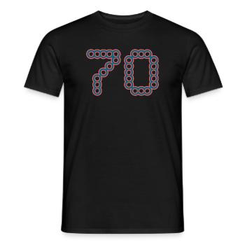 70. 70 YEARS. 70th ANNIVERSARY. 70 YEARS ANNIVERSARY. - Men's T-Shirt - black - Front - AI Model Male 178 light (178cm)