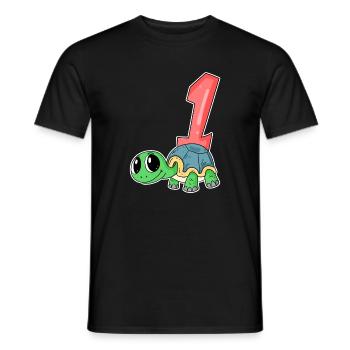 Zahl 1 Nummer Eins - Schildkröte Motiv - Männer T-Shirt - Schwarz - Vorne - AI Model Male 178 light (178cm)