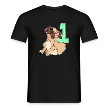 Zahl 1 Nummer Eins - Mops Hund Motiv - Männer T-Shirt - Schwarz - Vorne - AI Model Male 178 light (178cm)