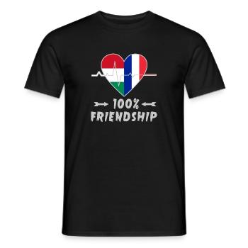 Ungarn und Frankreich 100% Freundschaft - Männer T-Shirt - Schwarz - Vorne - AI Model Male 178 light (178cm)