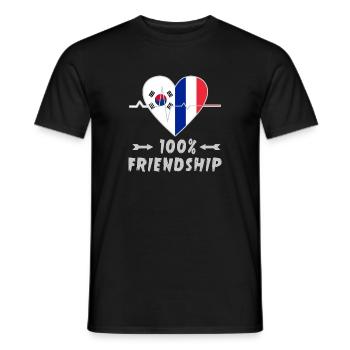 100 % amitié entre la Corée du Sud et la France - T-shirt homme - noir - Devant - AI Model Male 178 light (178cm)