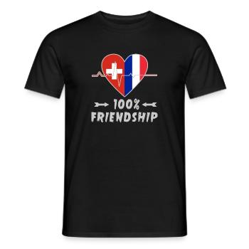 100 % amitié entre la Suisse et la France - T-shirt homme - noir - Devant - AI Model Male 178 light (178cm)