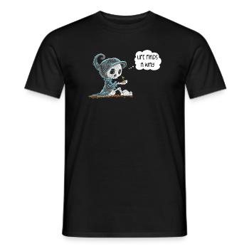 Skeleton Holding Plant Hope Rebirth Saying - Men's T-Shirt - black - Front - AI Model Male 178 light (178cm)