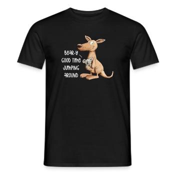Droll kangaroo with koala bear Good Time - Men's T-Shirt - black - Front - AI Model Male 178 light (178cm)