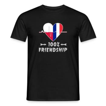 100 % amitié entre la Pologne et la France - T-shirt homme - noir - Devant - AI Model Male 178 light (178cm)