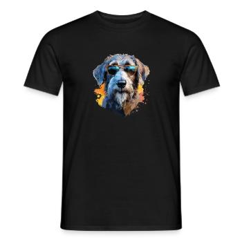 Wolfshund mit Sonnenbrille - Männer T-Shirt - Schwarz - Vorne - AI Model Male 178 light (178cm)