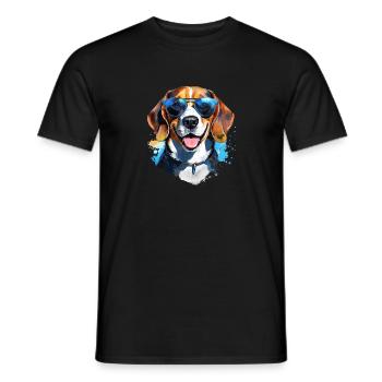Beagle with sunglasses - Men's T-Shirt - black - Front - AI Model Male 178 light (178cm)