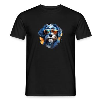 Bolonka Zwetna with sunglasses - Men's T-Shirt - black - Front - AI Model Male 178 light (178cm)