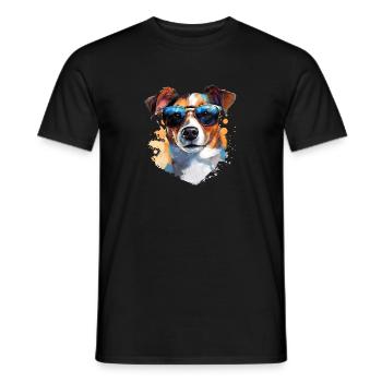 Jack Russell avec lunettes de soleil - T-shirt homme - noir - Devant - AI Model Male 178 light (178cm)