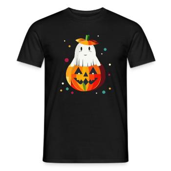 Halloween Pumpkin & Ghost for Happy Halloween - Men's T-Shirt - black - Front - AI Model Male 178 light (178cm)