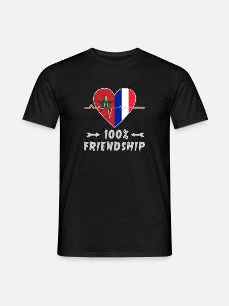 Marokko und Frankreich 100% Freundschaft - Männer T-Shirt - Schwarz