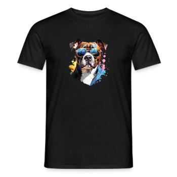 Staffordshire with sunglasses - Men's T-Shirt - black - Front - AI Model Male 178 light (178cm)