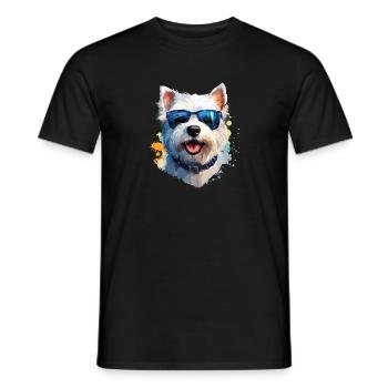 Westie with sunglasses - Men's T-Shirt - black - Front - AI Model Male 178 light (178cm)