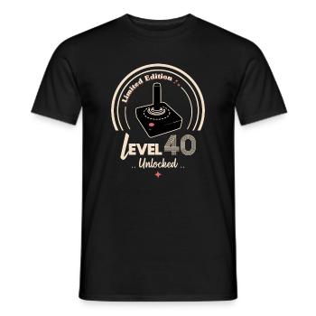 Design Gaming Level 40 Unlocked - Men's T-Shirt - black - Front - AI Model Male 178 light (178cm)