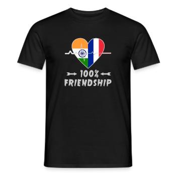 L'Inde et la France : une amitié à 100 % - T-shirt homme - noir - Devant - AI Model Male 178 light (178cm)
