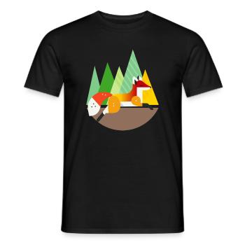 Fuchs Motiv – Ruhe und Natur im geometrischen Stil - Männer T-Shirt - Schwarz - Vorne - AI Model Male 178 light (178cm)
