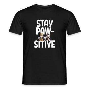 Stay Pawsitive Cats Team Cats Saying - Men's T-Shirt - black - Front - AI Model Male 178 light (178cm)
