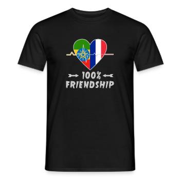 L'Ethiopie et la France 100 % amitié - T-shirt homme - noir - Devant - AI Model Male 178 light (178cm)
