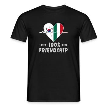 100 % amitié entre la Corée du Sud et l'Italie - T-shirt homme - noir - Devant - AI Model Male 178 light (178cm)