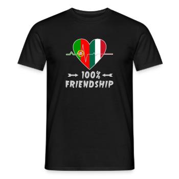 Portugal and Italy 100% friendship - Men's T-Shirt - black - Front - AI Model Male 178 light (178cm)