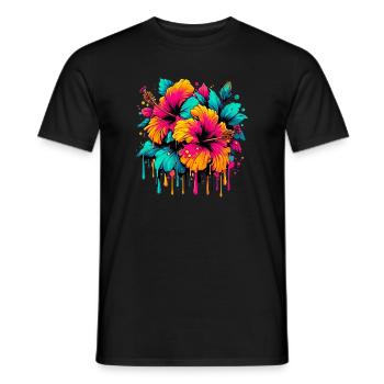 Fleurs d’hibiscus - T-shirt homme - noir - Devant - AI Model Male 178 light (178cm)