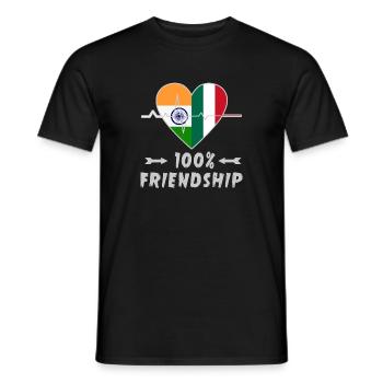 L'Inde et l'Italie : une amitié à 100 % - T-shirt homme - noir - Devant - AI Model Male 178 light (178cm)