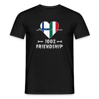Finnland und Italien 100% Freundschaft - Männer T-Shirt - Schwarz - Vorne - AI Model Male 178 light (178cm)