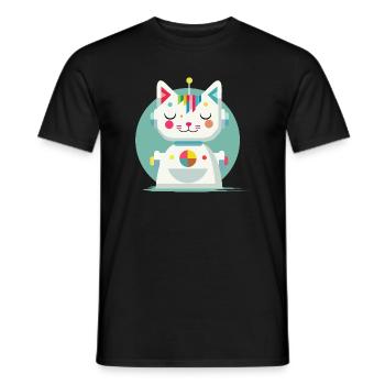 Chat robot géométrique - Illustration créative - T-shirt homme - noir - Devant - AI Model Male 178 light (178cm)