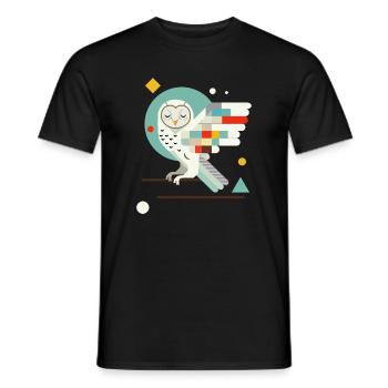Geometric Owl – Modern Colorful Animal Illustration - Men's T-Shirt - black - Front - AI Model Male 178 light (178cm)