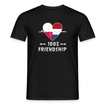 100 % amitié entre la Pologne et les Pays-Bas - T-shirt homme - noir - Devant - AI Model Male 178 light (178cm)