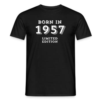 1957, year of birth, date of birth - Men's T-Shirt - black - Front - AI Model Male 178 light (178cm)