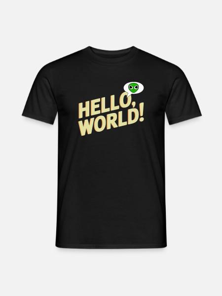 Verspieltes Alien Hello World Design - Männer T-Shirt - Schwarz