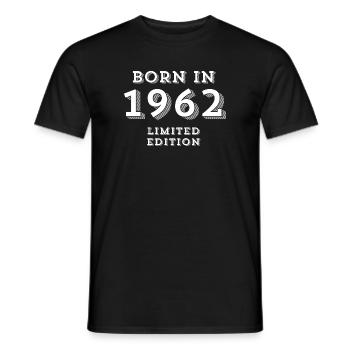 Date of birth, year of birth, 1962 - Men's T-Shirt - black - Front - AI Model Male 178 light (178cm)